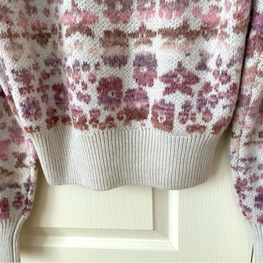$395 LoveShackFancy Kirsten Wool/Alpaca Printed Pullover Ribbed Sweater size M - Picture 13 of 14